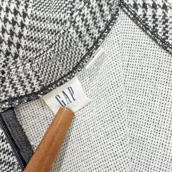 Gap Houndstooth Plaid Fit and Flare Peplum Dress Gray Black Plaid 2 EUC Trumpet - Picture 7 of 16